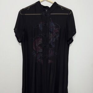 Black Sheer Dress with Dragon Embroidery